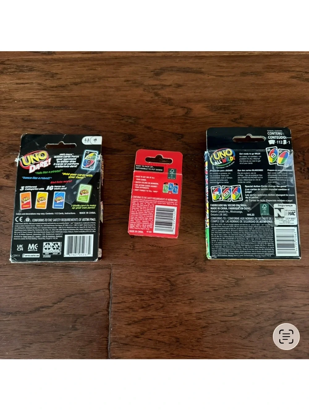 Mattel UNO Card Set of 3 Card Games — UNO Dare!, UNO Go!, and UNO All Wild!